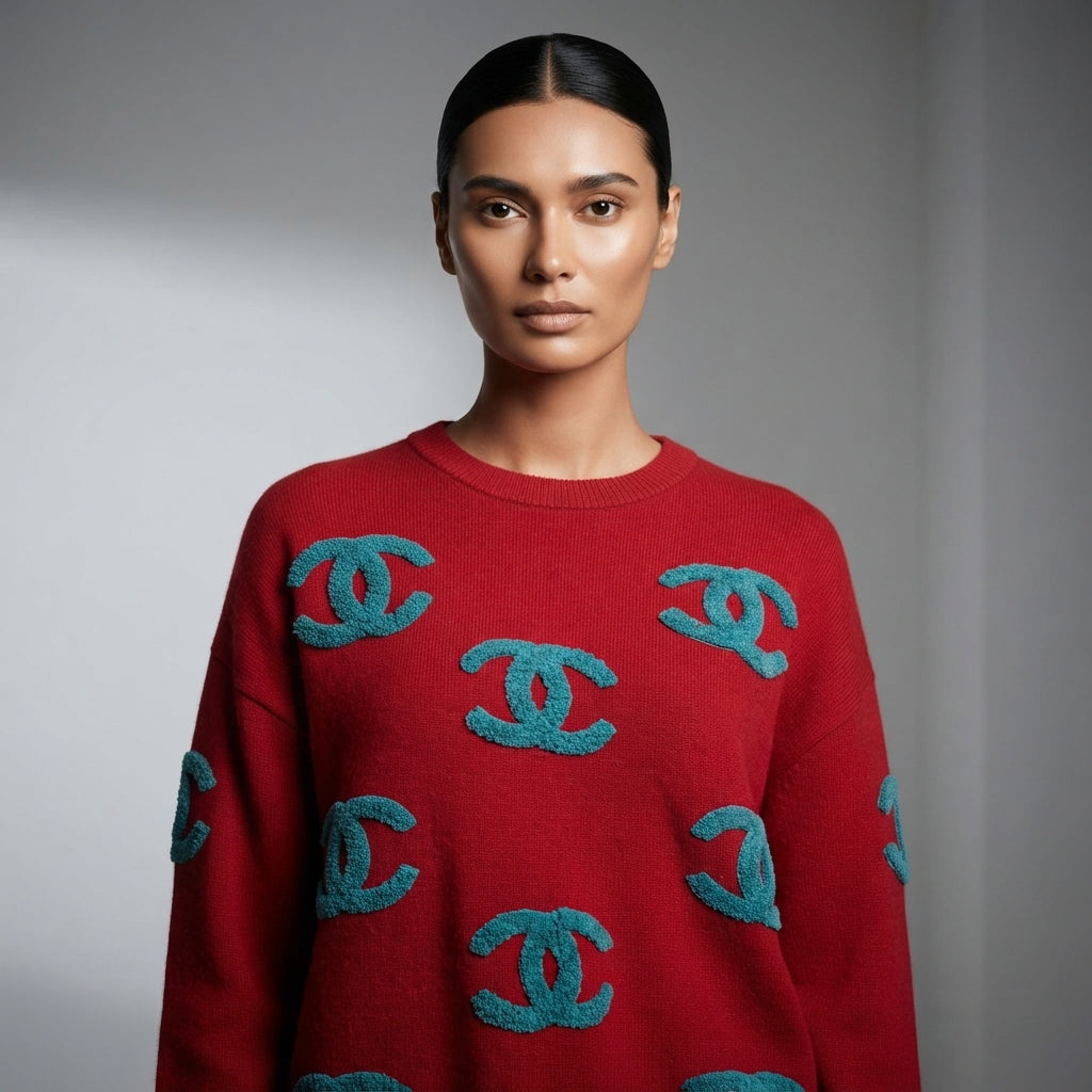 Vintage Red and Blue Knit Sweater