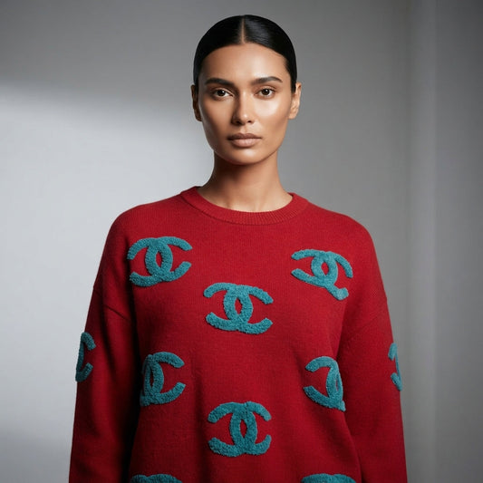 Vintage Red and Blue Knit Sweater