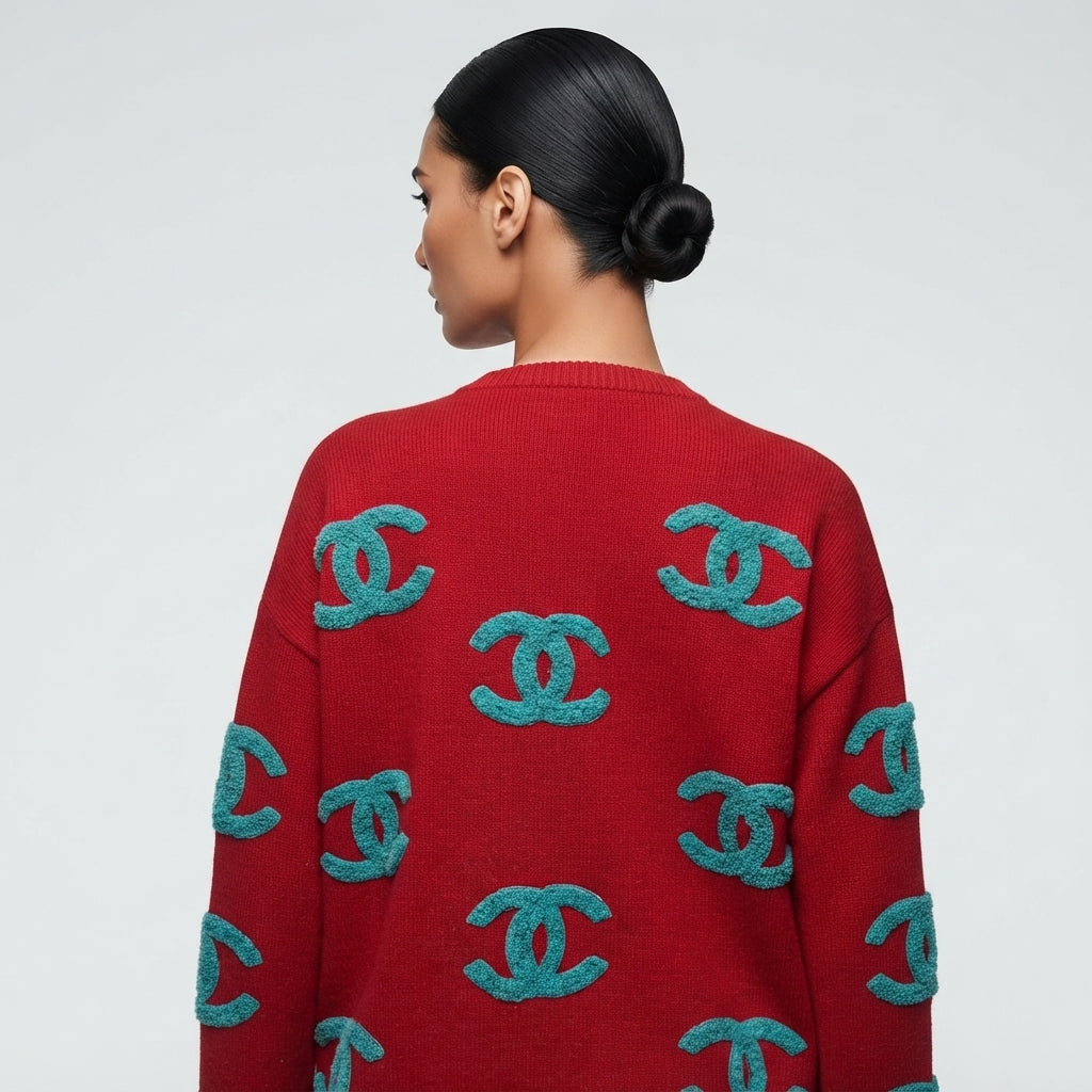 Vintage Red and Blue Knit Sweater